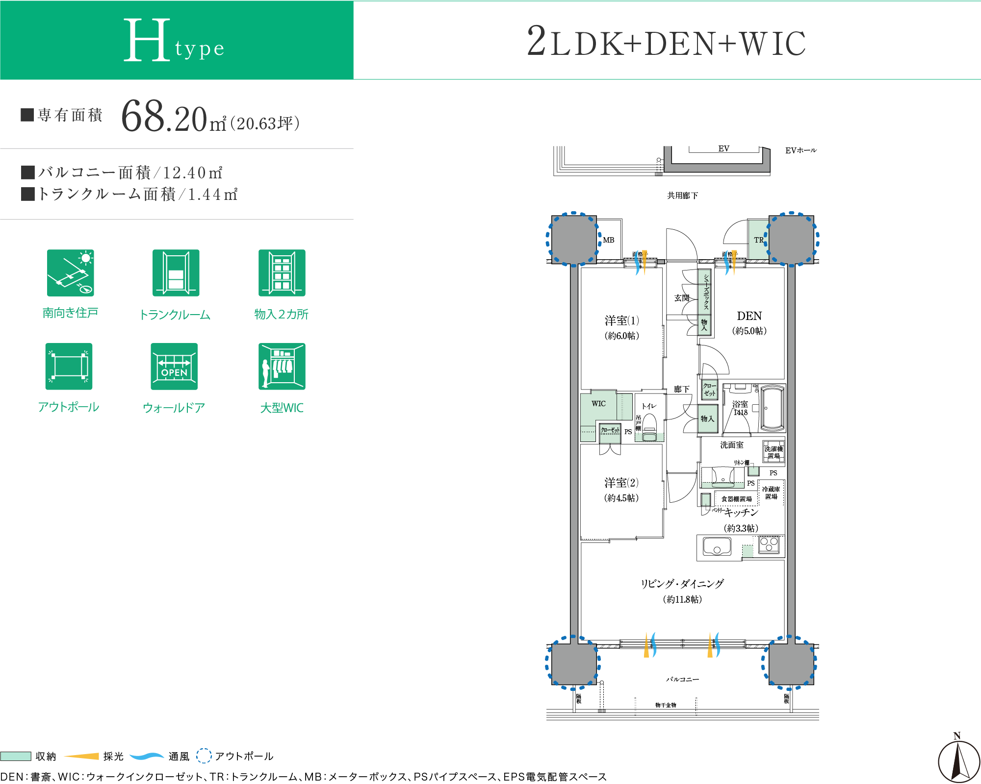 Htype 3LDK+DEN+WIC