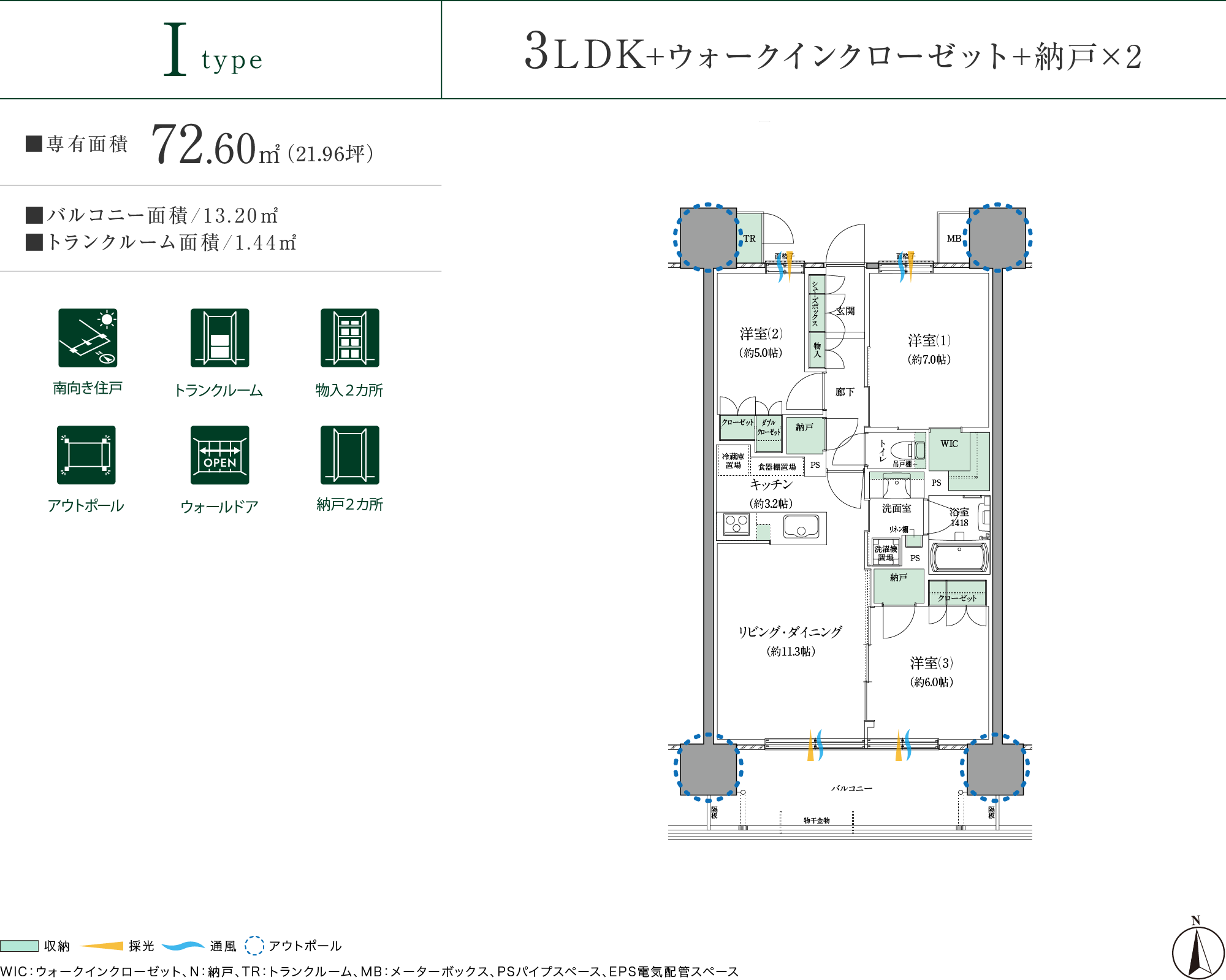 Itype
3LDK+ウォークインクローゼット+納戸×2
