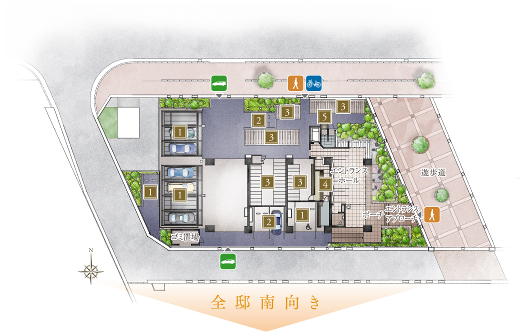 ［敷地配置図・1階平面図］