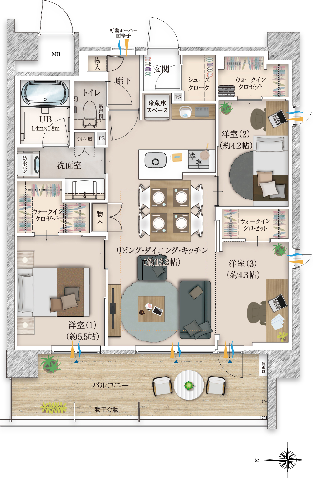B type 家具配置イメージ